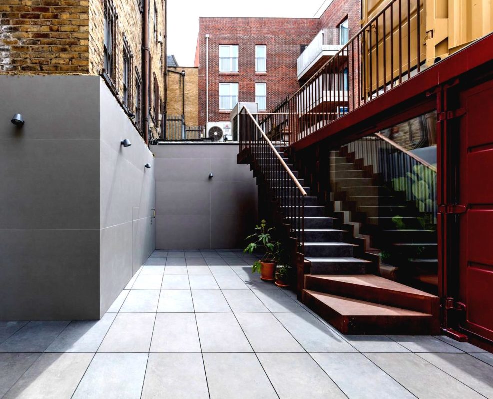 container office conversion with outside staircase